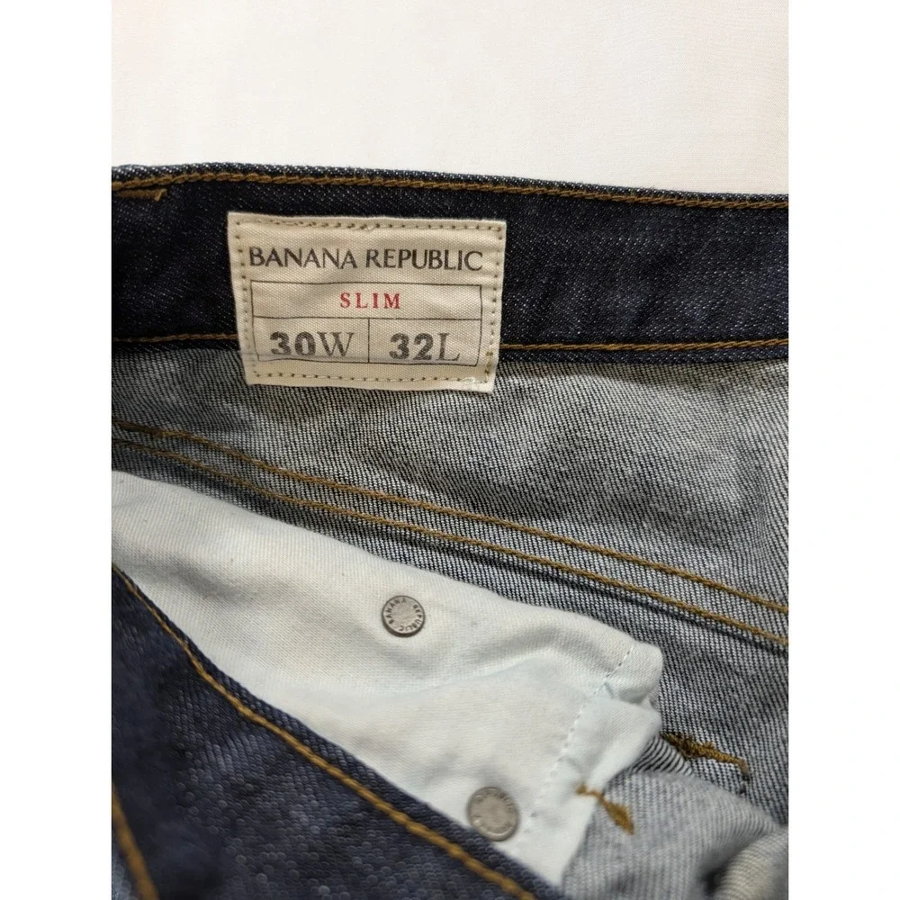 Banana Republic Men Slim Fit Jeans 30(32)x32 Dark Wash Stretch Denim 5-Pocket